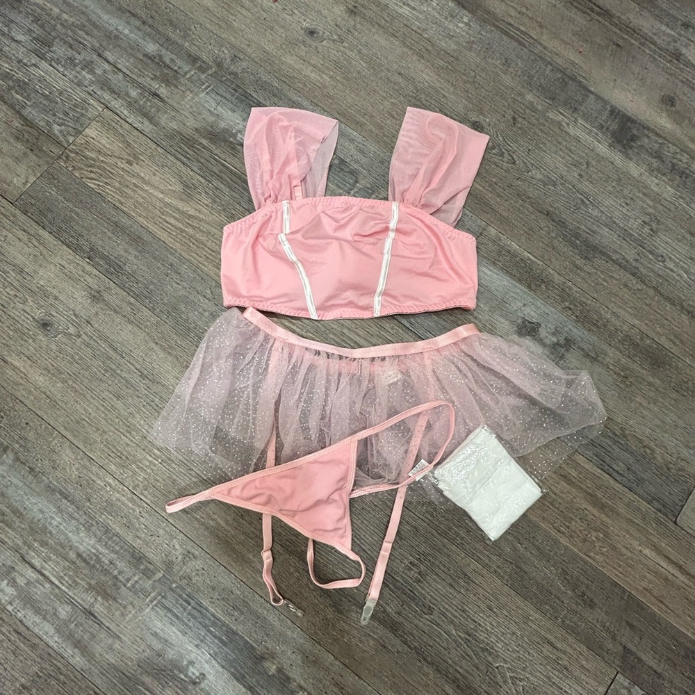 Pink Sheer Lingerie Set